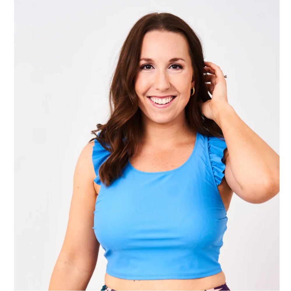 🤱🏼 Latched Mama Ruffle Nursing Swim Crop Top XL Black